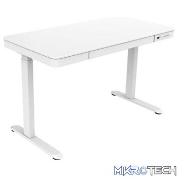 ROGUEWARE SIT-STAND RECTANGULAR GLASS-TOP HEIGHT ADJUSTABLE DESK WHITE