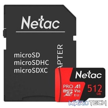 NETAC P500 EXTREME PRO 512GB CLASS 10 V10 U1 MICROSDXC CARD & ADAPTOR