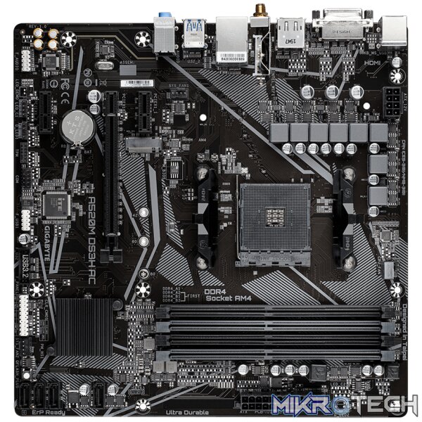 Gigabyte A520M DS3H AC A520 Chipset AMD Ryzen AM4 Socket Motherboard with WiFi - Image 2