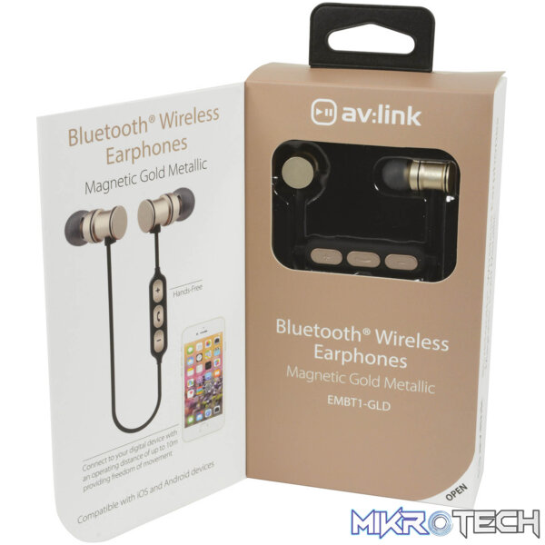Avlink - Embt1-Gld Magnetic Bt Stereo Earphones - Image 6