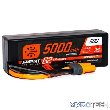 11.1V 5000mAh 3S 50C Smart G2 Hardcase LiPo Battery: IC5
