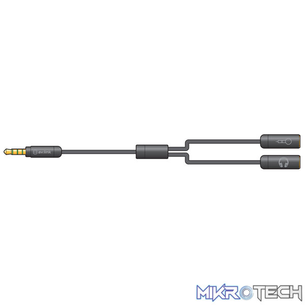 112133AV_1 Avlink - 0.5M Precision Splitter Lead - 3.5Mm Trrs Jack Plug - Headphone & Mic Sockets - Image 1
