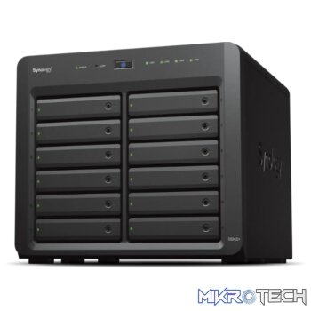 12-Bay Plus series Desktop NAS; expandable up to 24 bays with expansion unit.