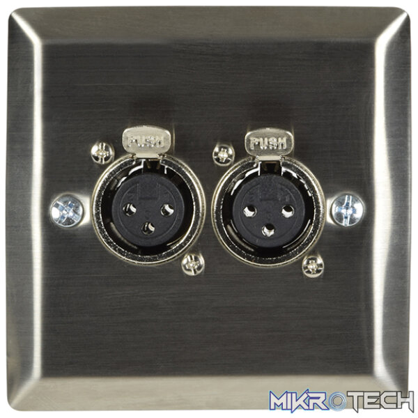123317AV_1 Avlink - Steel Av Wallplate With Xlr Connectors 3Pin Socket - Image 1