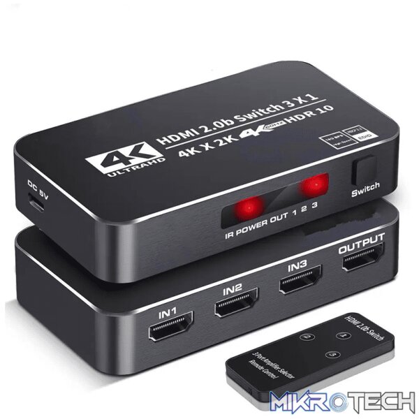 128841TVA_1 Tva - Hdmi Selector Switch 3 In 1 Out With Ir - Image 1
