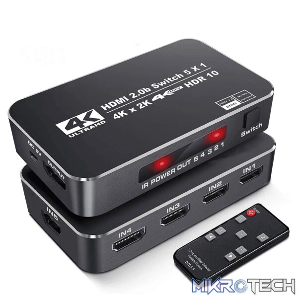 128843TVA_1 Tva - Hdmi Selector Switch 5 In 1 Out With Ir - Image 1