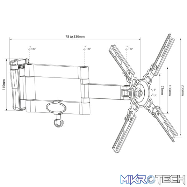 Avlink - Hqt201 Full Motion Tv Wall Mount Bracket - Image 4