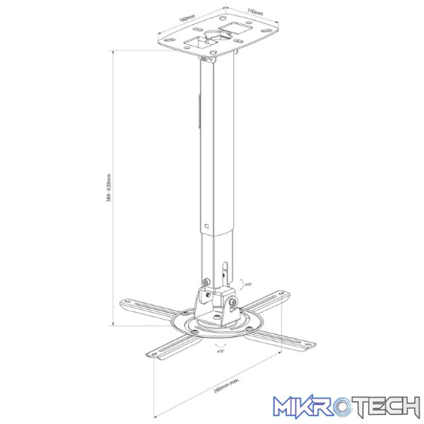 Avlink - Pjm620 Adjustable Ceiling Projector Bracket - Image 3
