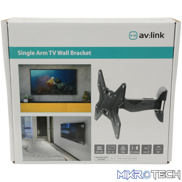 Avlink - Ins201 Full Motion Single Arm Tv Wall Mount Bracket - Image 3
