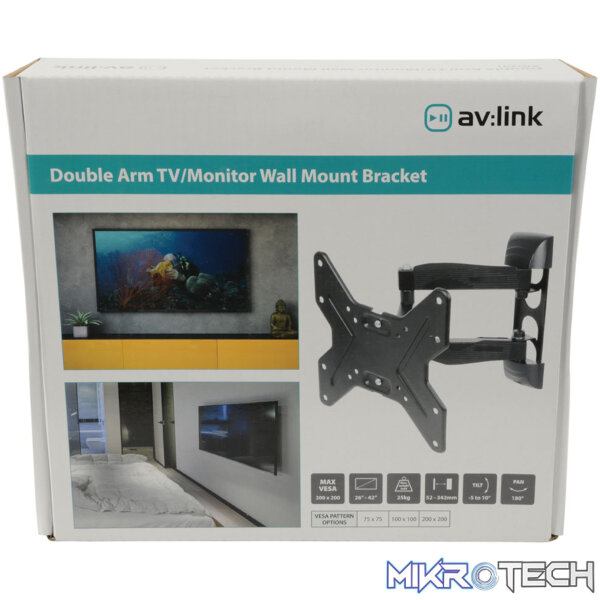 Avlink - Insd201 Full Motion Double Arm Tv Wall Mount Bracket - Image 3
