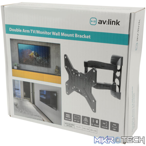 Avlink - Insd201 Full Motion Double Arm Tv Wall Mount Bracket - Image 4