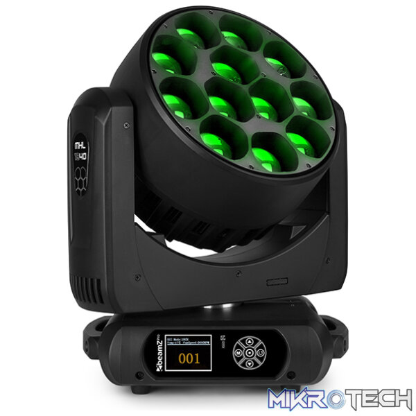 Beamzpro Mhl1240 Led Moving Head Zoom 12X 40W Rgbw [2 In A Flightcase] - Image 2
