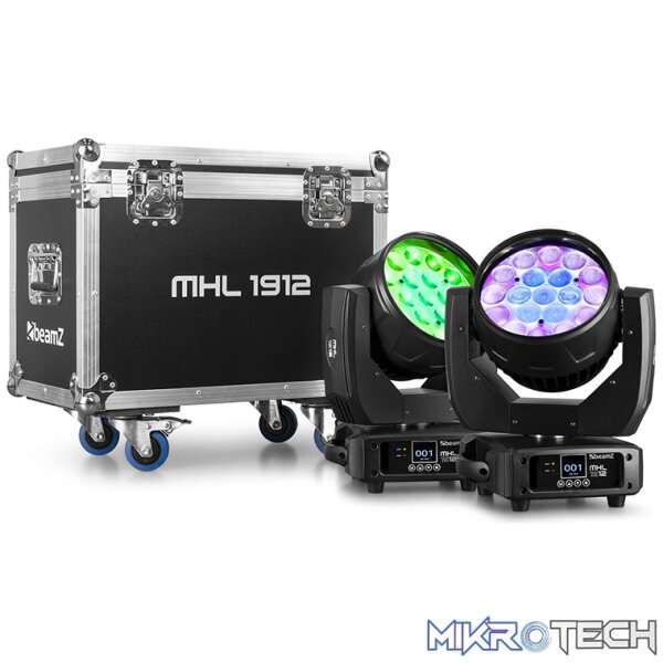 Beamz Mhl1912 Led Moving Head Wash 19X 12W Rgbw [2 In A Flightcase] - Image 2