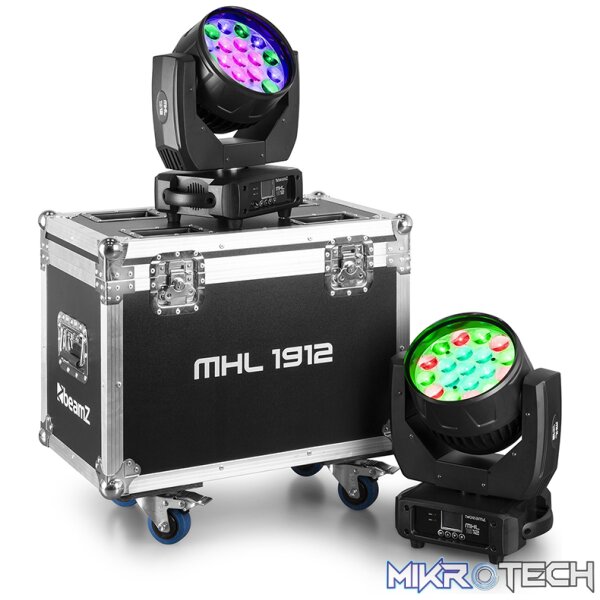 Beamz Mhl1912 Led Moving Head Wash 19X 12W Rgbw [2 In A Flightcase] - Image 3