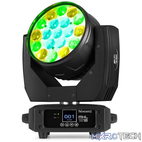 Beamz Mhl1912 Led Moving Head Wash 19X 12W Rgbw [2 In A Flightcase] - Image 7