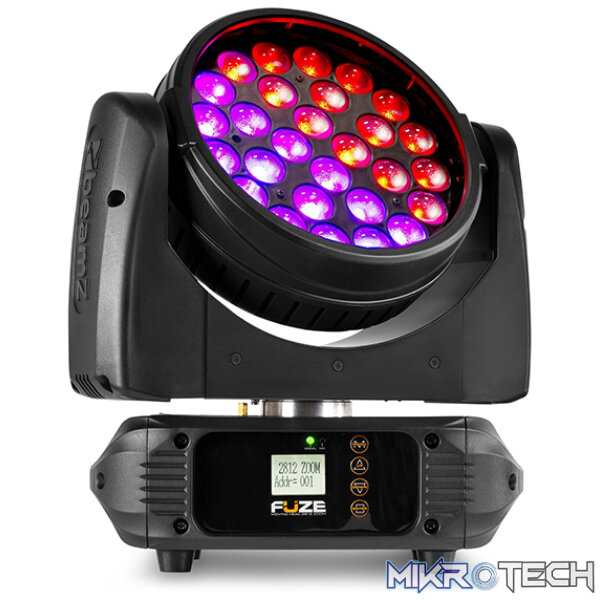 Beamz Fuze2812 Led Moving Head Wash With Zoom 28X 12W Rgbawuv - Image 2
