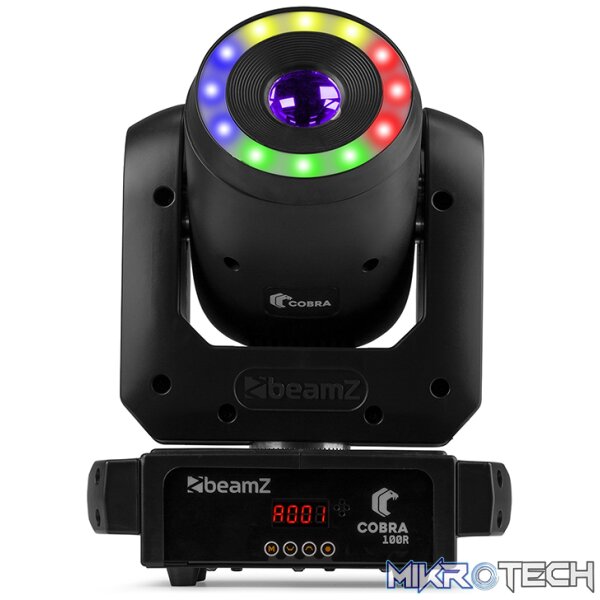 Beamz Cobra100R Led Moving Head Spot 1X 100W With Ring Rgbw - Image 2