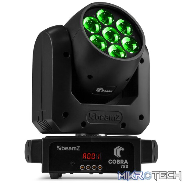 150436B_1 Beamz Cobra720 Led Moving Head Wash 7X 20W With Zoom Rgbw - Image 1