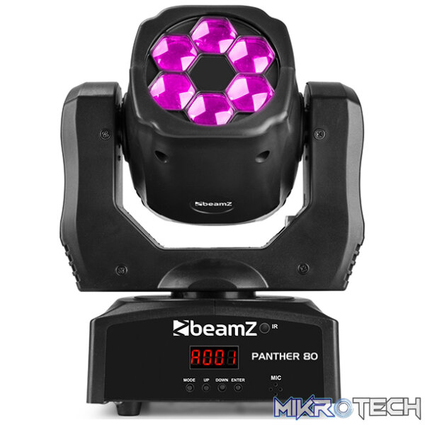 Beamz Panther80 Led Moving Head With Rotating Lenses 6X 12W Rgbw - Image 2