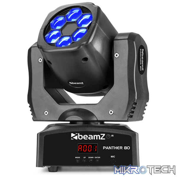 Beamz Panther80 Led Moving Head With Rotating Lenses 6X 12W Rgbw - Image 3