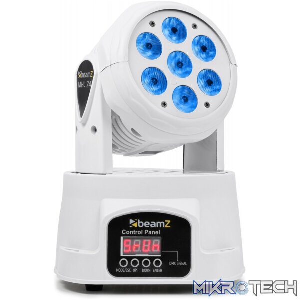 150519B_side1_1 Beamz Mhl74 White Led Moving Head Wash 7X 10W Rgbw - Image 1