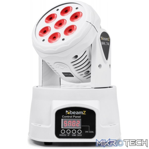Beamz Mhl74 White Led Moving Head Wash 7X 10W Rgbw - Image 2