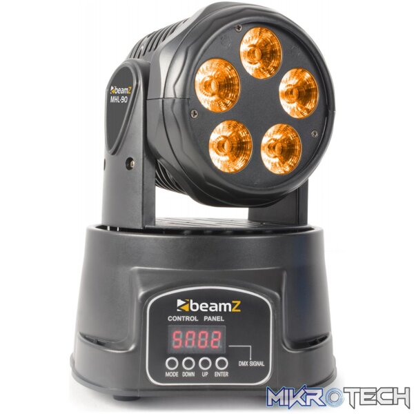 150530B_1 Beamz Mhl90 Led Moving Head Wash 5X 18W Rgbawuv - Image 1