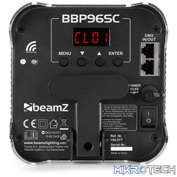 Beamz Bbp96Sc Led Battery Uplight Par 6X 12W Rgbwauv Chrome - Image 5