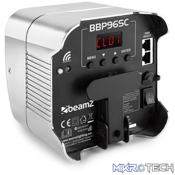 Beamz Bbp96Sc Led Battery Uplight Par 6X 12W Rgbwauv Chrome - Image 6