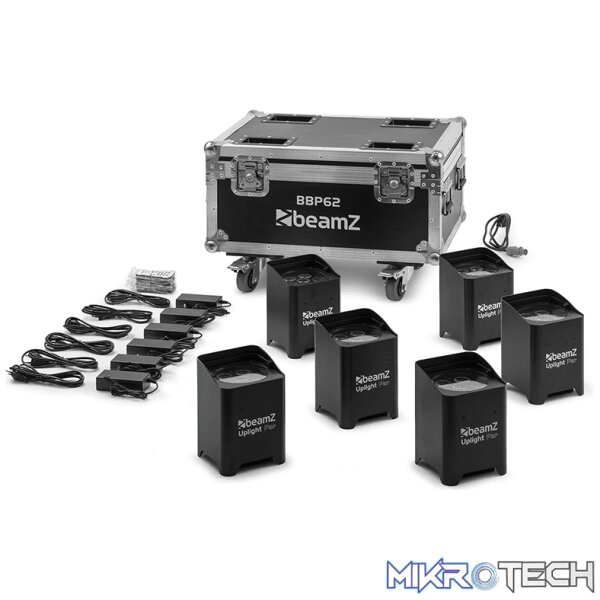 Beamz Bbp62 Led Battery Uplighter Ip65 6X 12W Rgbawuv [6 In A Flightcase] - Image 3