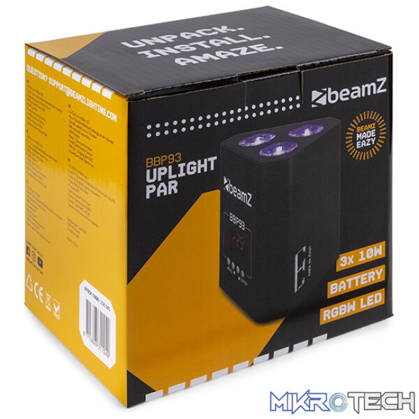 Beamz Bbp93 Led Battery Uplight Par Ip20 3X 10W Rgbw - Image 12