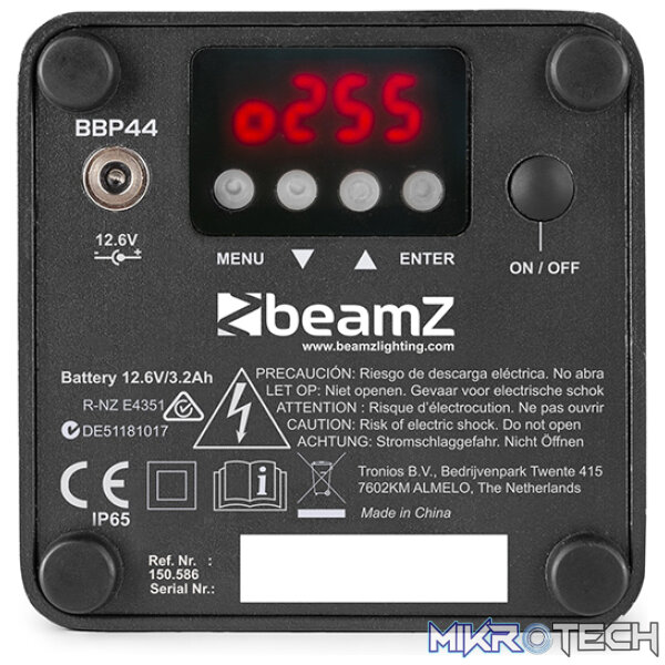 Beamz Bbp44 Led Battery Uplight Par Ip65 4X 4W Rgbw - Image 8