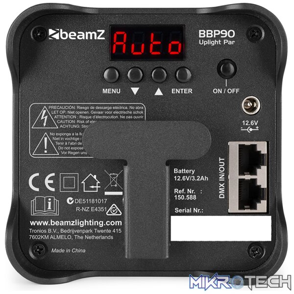 Beamz Bbp90 Led Battery Uplight Par Ip20 4X 4W Rgbuv - Image 6