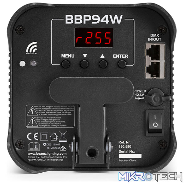 Beamz Bbp94W Led Battery Uplight Par Ip20 4X 12W Rgbawuv - Image 5