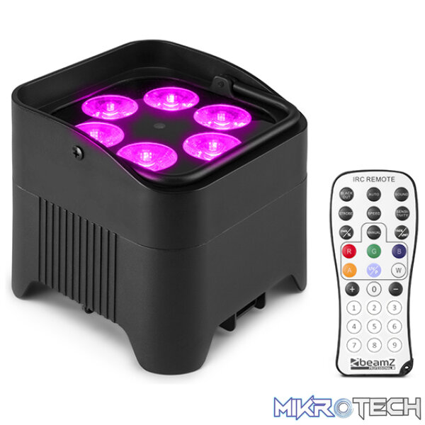 150591B_1 Beamz Bbp96S Led Battery Uplight Par Ip20 6X 12W Rgbawuv - Image 1