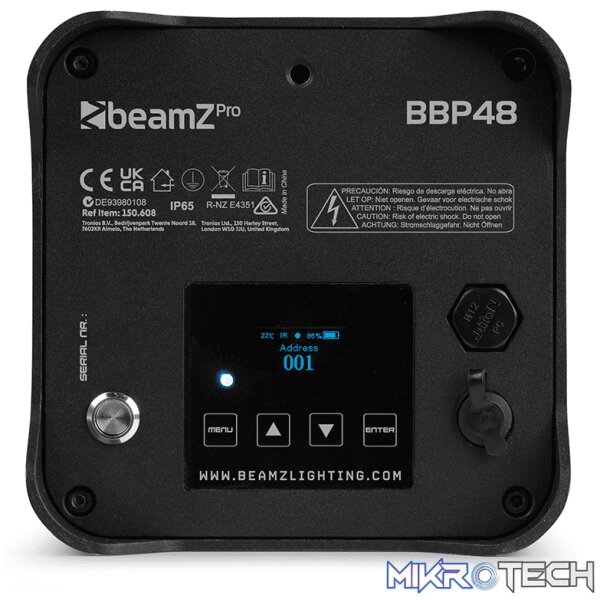 Beamzpro Bbp48 Led Battery Uplight Par Ip65 9X 12W Rgbawuv - Image 5
