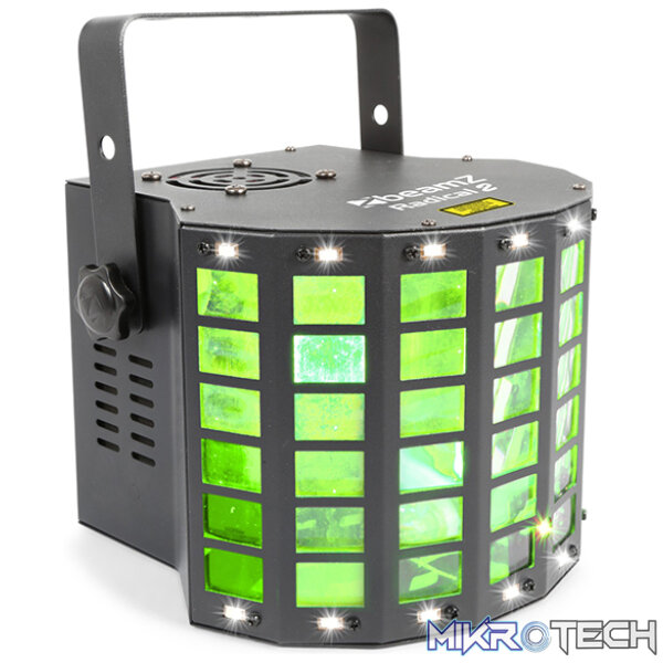 153711B_1 Beamz Radical Ii Led Derby With Laser Rg And Strobe 16X 0.5W Led 4X 3W Rgbw - Image 1