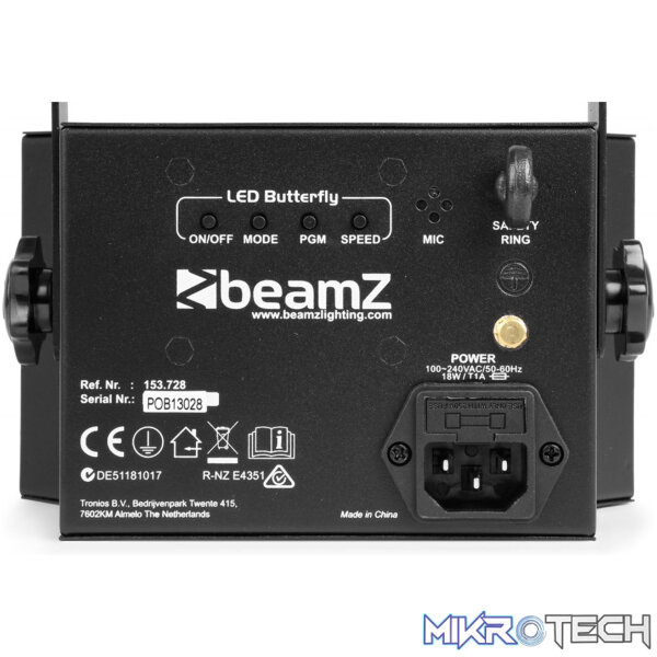 Beamz Led Butterfly With Strobe 3X 3W Rgbw - Image 4