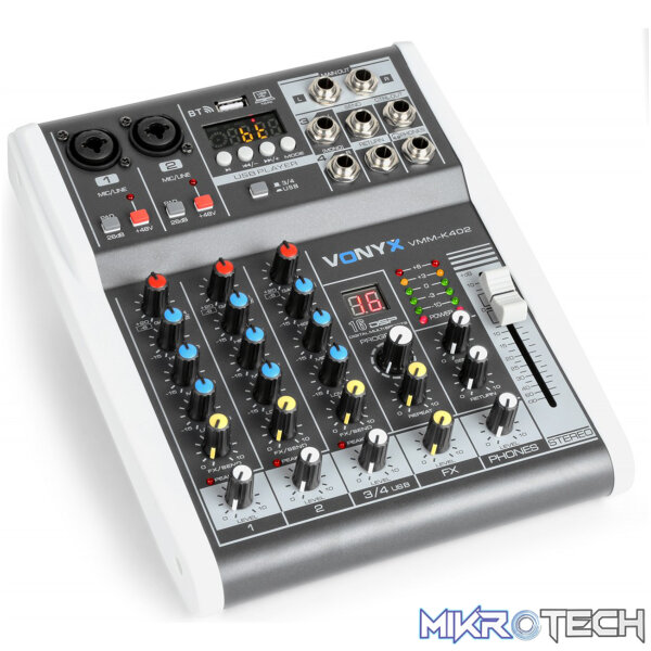 172585VX_1 Vonyx - Vmm-K402 Music Mixer Wth Dsp/Bt/Mp3/Usb/Rec - Image 1