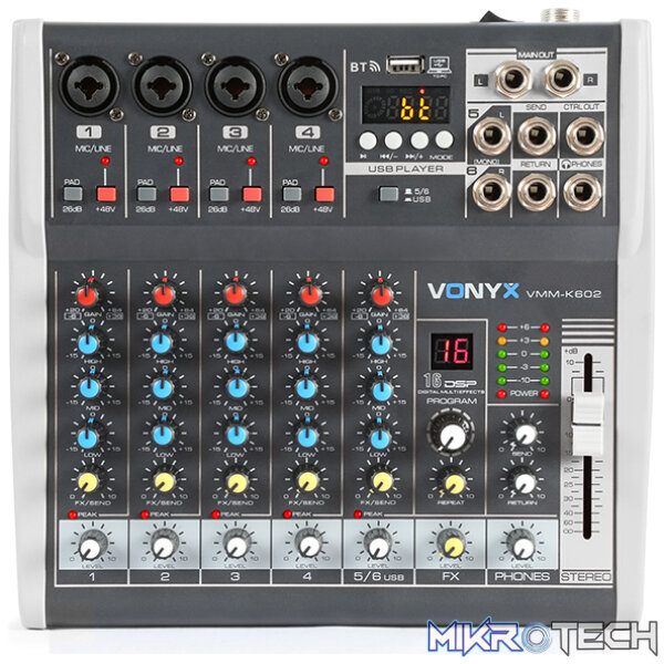 Vonyx - Vmm-K602 Music Mixer Dsp/Bt/Mp3/Usb/Rec - Image 2