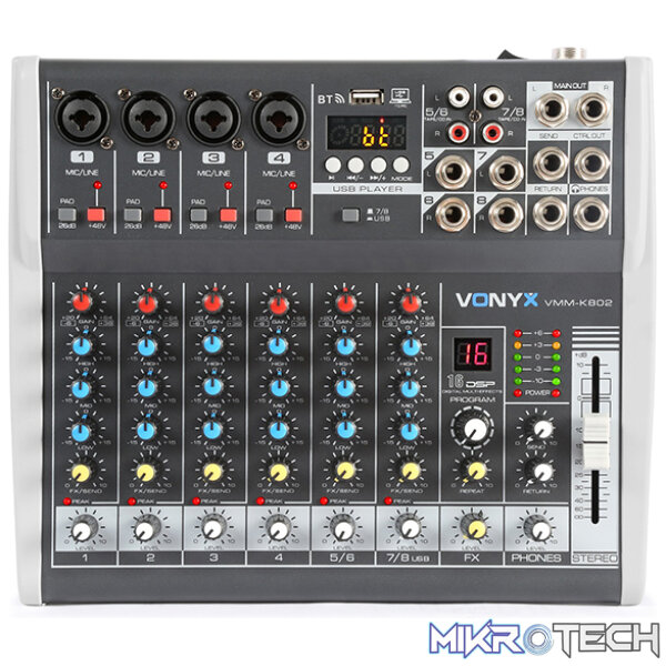 Vonyx - Vmm-K802 Music Mixer Dsp/Bt/Mp3/Usb/Rec - Image 2