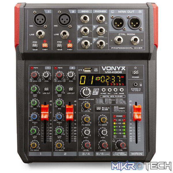 172594VX_1 Vonyx - Vm-Kg06 6Ch Music Mixer Bt/Mp3/Usb/Dsp Record - Image 1