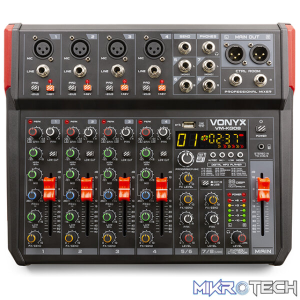 172596VX_1 Vonyx - Vm-Kg08 8Ch Music Mixer Bt/Mp3/Usb/Dsp Record - Image 1