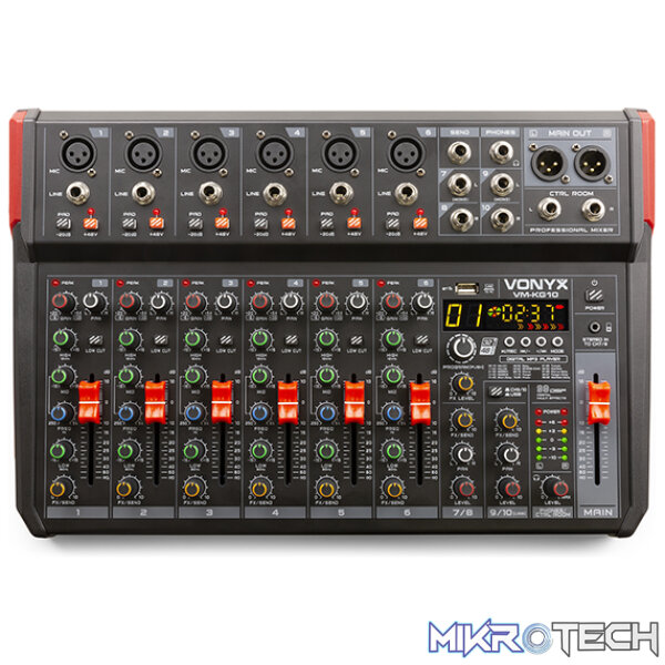 172598VX_1 Vonyx - Vm-Kg10 10Ch Music Mixer Bt/Mp3/Usb/Dsp Record - Image 1