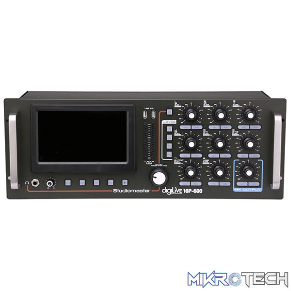 172916SM_1 Studiomaster - Digilive16P-600 16 Ch Powered Digital Console 19" 4X150W - Image 1