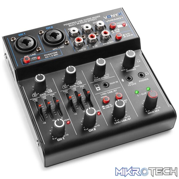 173644VX_1 Vonyx - Vmm401 4Ch Music Mixer Bt/Usb Interface - Image 1