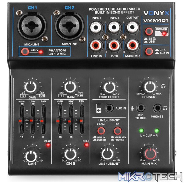 Vonyx - Vmm401 4Ch Music Mixer Bt/Usb Interface - Image 3