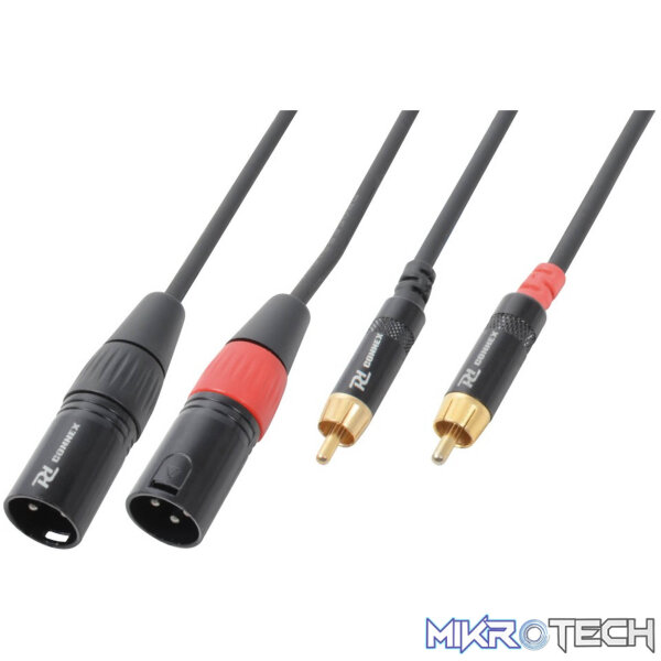 176680PDC_1 Power Dynamics Connex - 3M Signal Lead 2 X Xlr Plugs To 2 X Rca Phono Plugs - Image 1