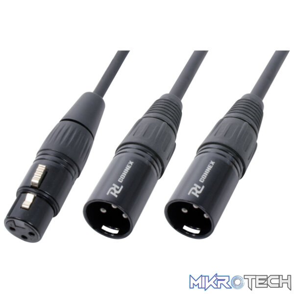 176974PDC_1 Power Dynamics Connex - Cx140 Mic Lead Xlr F - 2 X Xlr M 0.5M - Image 1