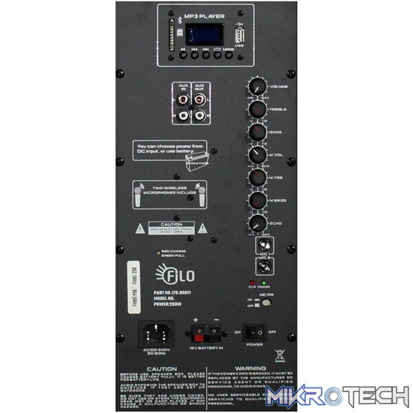 Filo - Fca12Pa Portable Pa With Usb/Mp3/Sd/Fm & Bluetooth® - Image 6